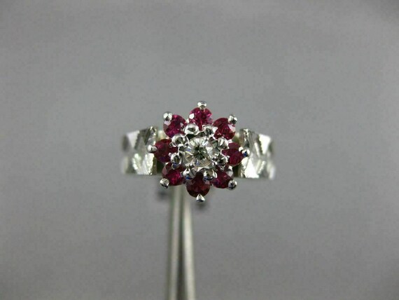Antique .60Ct Old Mine Diamond and Aaa Ruby 14Kt … - image 6