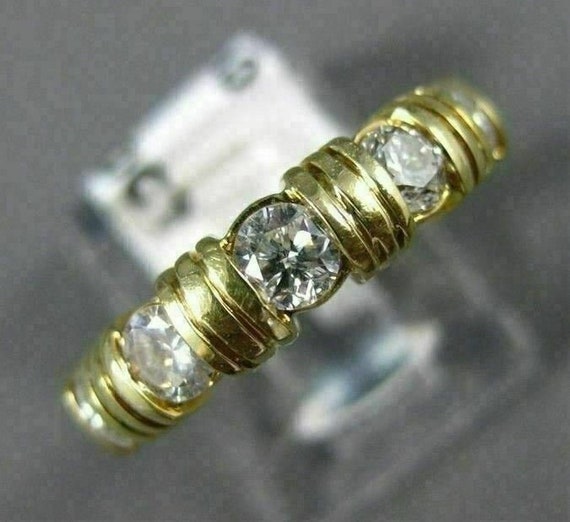 Estate .80Ct Diamond 14Kt Yellow Gold 5 Stone Cha… - image 1
