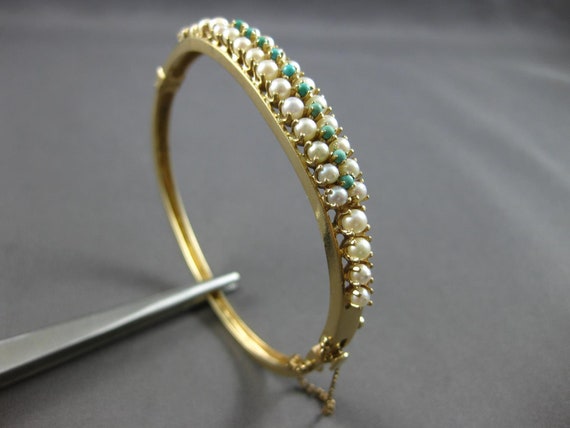 Estate Wide Aaa South Sea Pearl & Turquoise 14k Y… - image 2