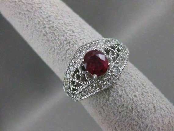 Antique 1.73Ctw Diamond Ruby 18K W Gold Filigree … - image 6