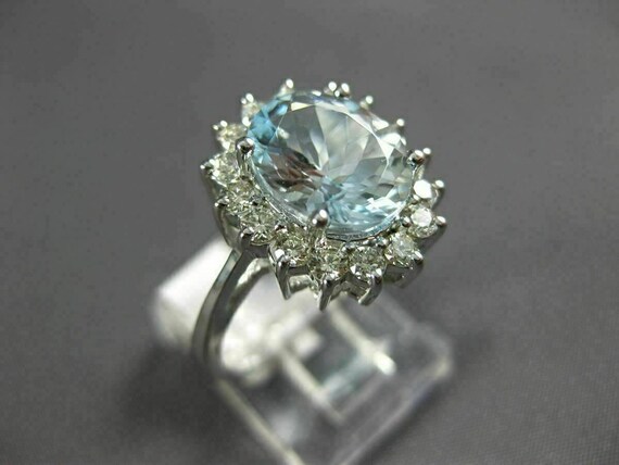 Estate Large 2.65ct Diamond & Aaa Aquamarine 14kt… - image 4