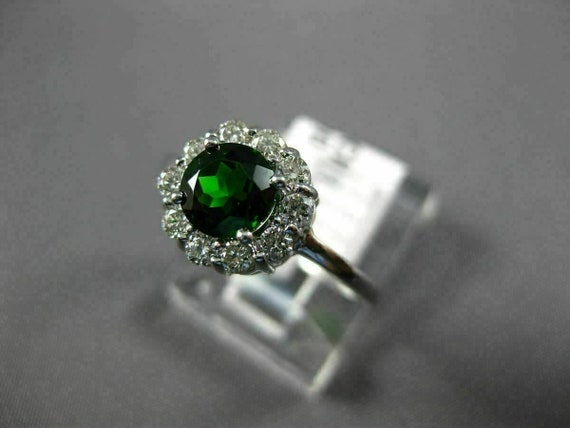 Estate 1.05Ct Diamond & Aaa Green Garnet 14K Whit… - image 5