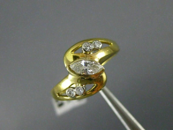 Antique Wide .33Ct Diamond 14Kt Yellow Gold 3D Pr… - image 6