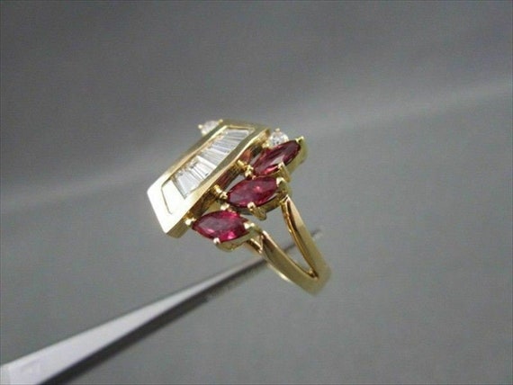 Antique Wide 1.45Ctw Diamond and Aaa Ruby 14Kt Ye… - image 7