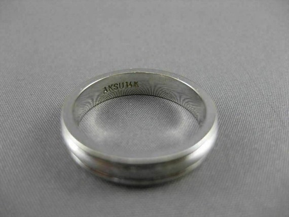 Estate 14K White Gold Classic Matte and Shiny Wed… - image 6