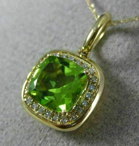 Estate 1.53ct Diamond & Aaa Peridot 14kt Yellow G… - image 2