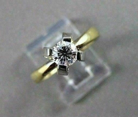 Estate .52Ct Diamond 14Kt WandY Gold Solitaire Flo