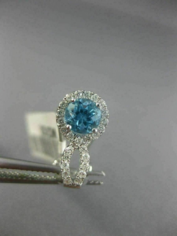 Estate 1.54Ct Diamond & Aaa Blue Topaz 14K White … - image 8