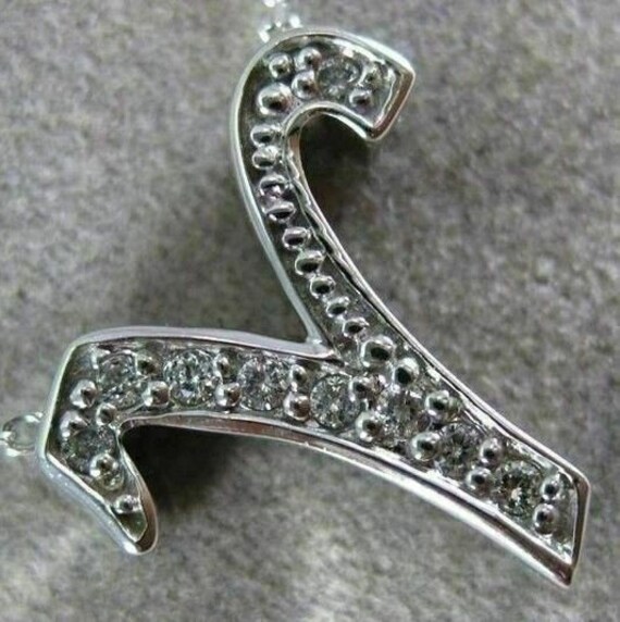 Estate .15Ct Diamond 14Kt White Gold "Y" Initial … - image 1