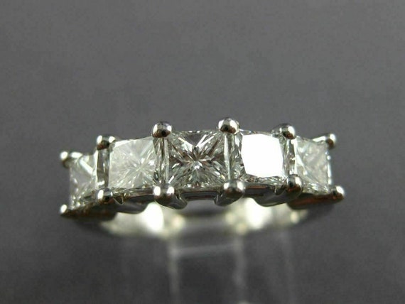 Estate 1.33Ct Princess Diamond 14Kt White Gold 3D… - image 2