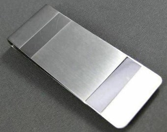 Estate Large 14Kt White Gold Rectangular Engravable Money Clip Amazing!!!#22874