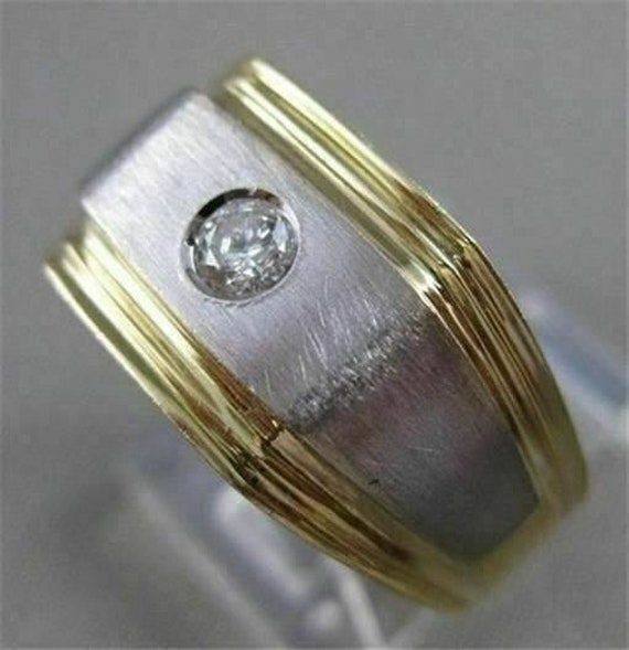 Estate Wide .25ct Round Diamond 14kt Two Tone Gold