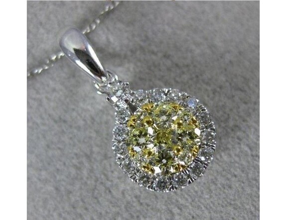 Estate .43Ct White and Fancy Yellow Diamond 14Kt … - image 1
