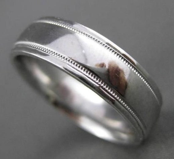 Estate Platinum Classic Milgrain Mens Wedding Band