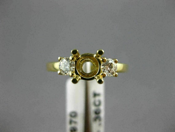 Estate .36ct Diamond 14kt Yellow Gold 3 Stone Sem… - image 9