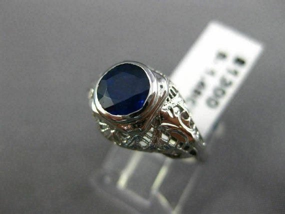 Antique 1.43Ct Aaa Sapphire 14K White Gold 3D Sol… - image 3