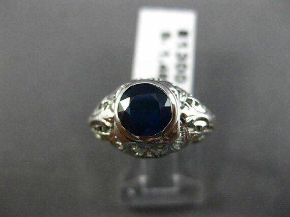 Antique 1.43Ct Aaa Sapphire 14K White Gold 3D Sol… - image 2
