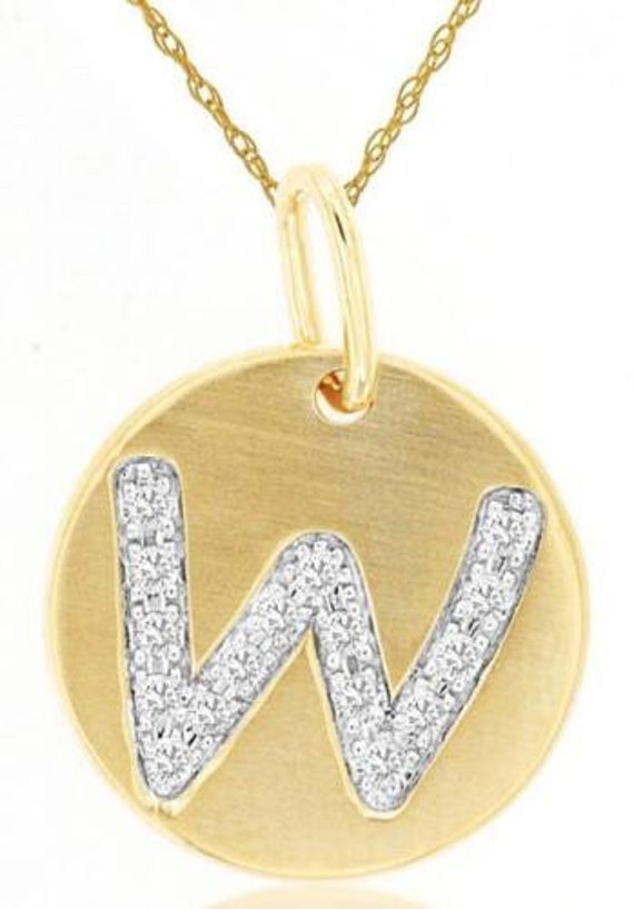 Estate .08ct Diamond 14kt Yellow Gold Letter W In… - image 2