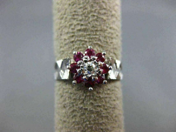 Antique .60Ct Old Mine Diamond and Aaa Ruby 14Kt … - image 8