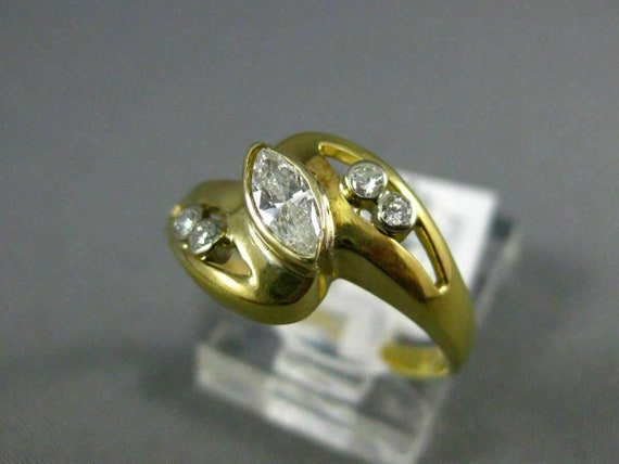 Antique Wide .33Ct Diamond 14Kt Yellow Gold 3D Pr… - image 4