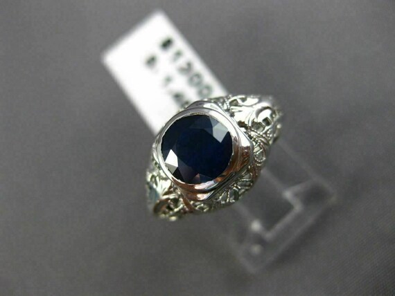 Antique 1.43Ct Aaa Sapphire 14K White Gold 3D Sol… - image 4