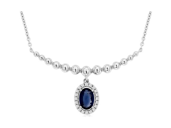 Estate .73Ct Diamond And AAA Sapphire 14Kt White … - image 1