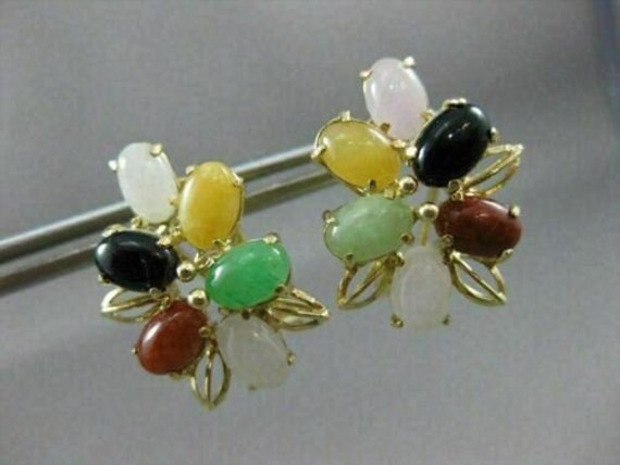 Antique Large Aaa Multi Gem & 14Kt Yellow Gold Fl… - image 5