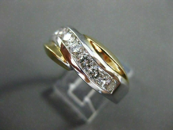 Estate 1.20Ct Diamond 14Kt Two Tone Gold Diagonal… - image 6