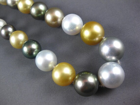 Estate Large Aaa South Sea & Tahitian Pearl 14k Y… - image 2