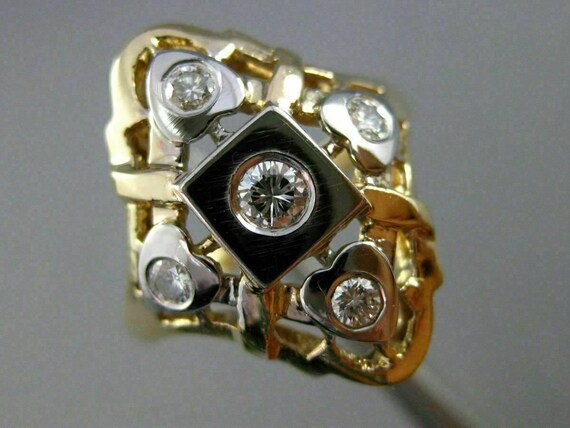 Estate Large .20ct Diamond 14kt White & Yellow Go… - image 10