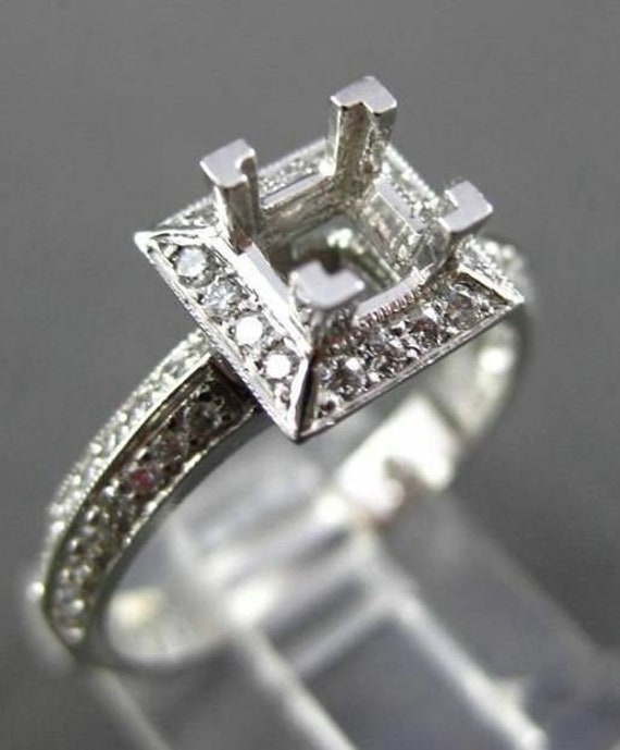 Estate .30Ct Diamond 14Kt White Gold Square Semi M