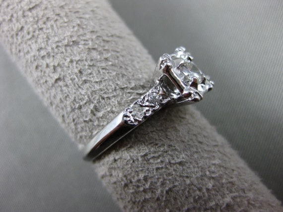 Antique .45Ct Diamond 14Kt White Gold Filigree Fi… - image 8