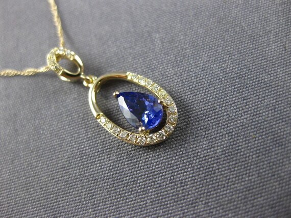 Estate .52Ct Diamond and AAA Tanzanite 14Kt Yello… - image 3