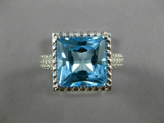 Estate Large 8.0Ct Aaa Blue Topaz 14Kt White Gold… - image 2