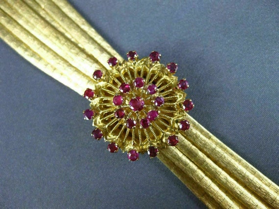 Antique Large 1.70Ct Aaa Ruby 18K Yellow Gold Mul… - image 8