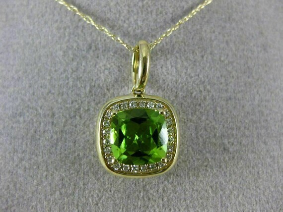 Estate 1.53ct Diamond & Aaa Peridot 14kt Yellow G… - image 3