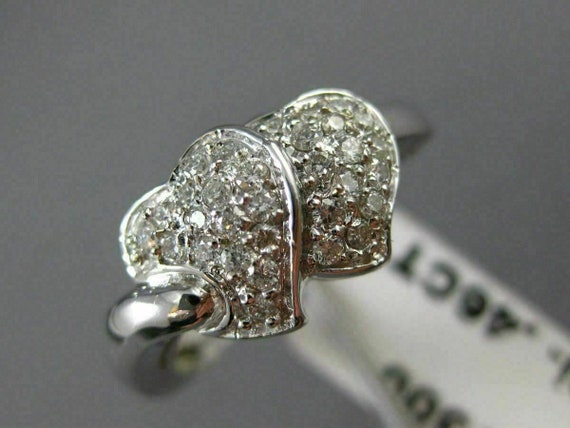 Estate Wide .46Ct Double Heart Diamond 14Kt White… - image 5