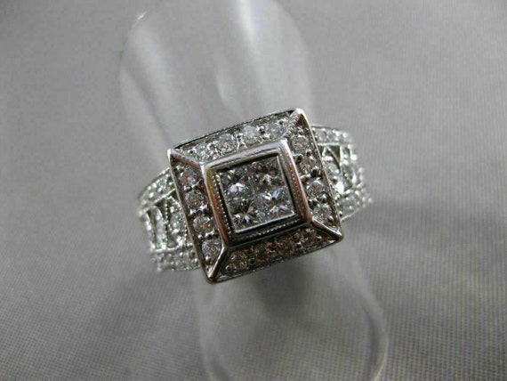 Estate Large .80ct Diamond 18kt White Gold Invisi… - image 2