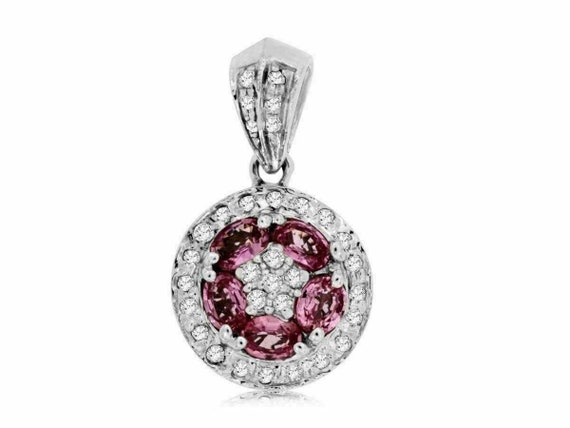 Estate 1.55Ct Diamond and AAA Pink Sapphire 14K W… - image 1