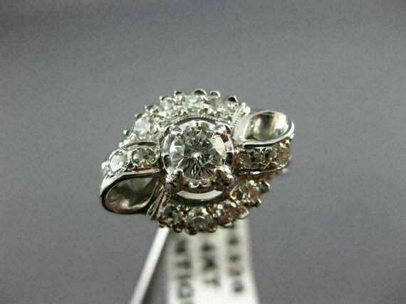 Antique Wide .60Ct Diamond 14Kt White Gold 3D Fil… - image 4