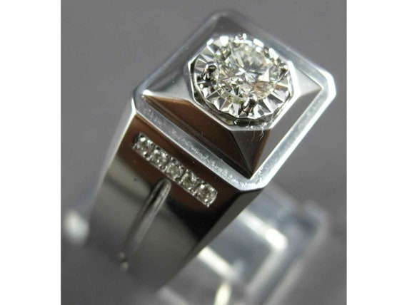 Estate Large .57ct Diamond 14kt White Gold Handcr… - image 1