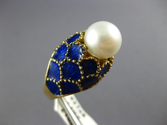 Antique Large Blue Enamel & Aaa South Sea Pearl 1… - image 8