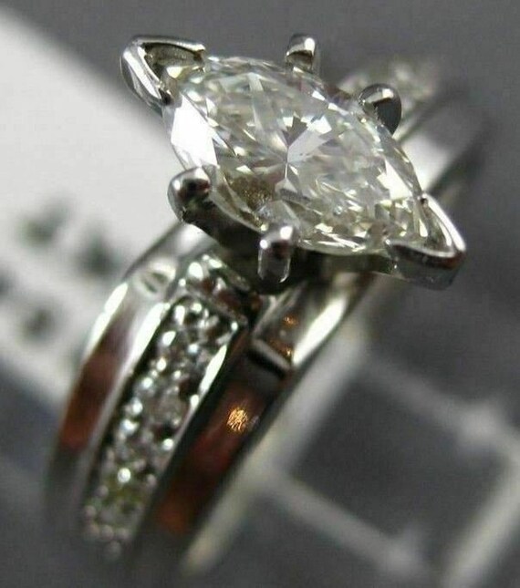 Estate .73Ct Marquise Cut Diamond 14Kt White Gold 