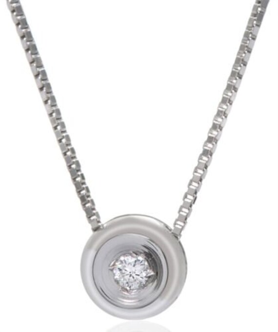 Estate .01ct Diamond 18kt White Gold 3d Round Soli