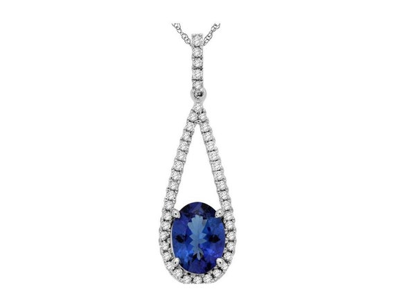 1.53Ct Diamond and AAA Tanzanite 14Kt White Gold … - image 1