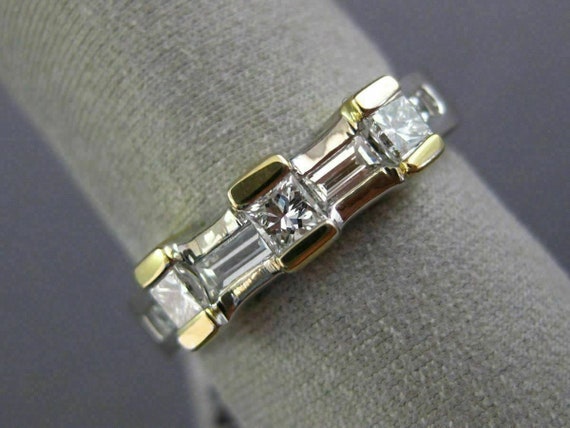 Estate Wide .85Ct Diamond 14Kt Two Tone Gold Wedd… - image 3