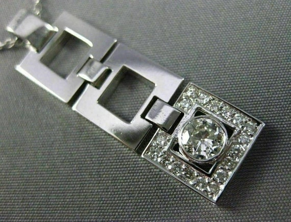 Estate Large .71Ct Diamond 18Kt White Gold Bezel … - image 1