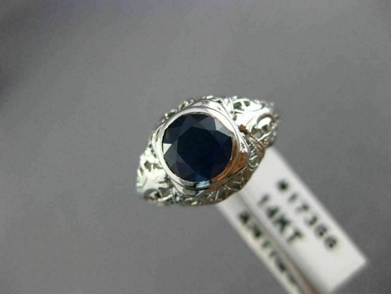 Antique 1.43Ct Aaa Sapphire 14K White Gold 3D Sol… - image 8
