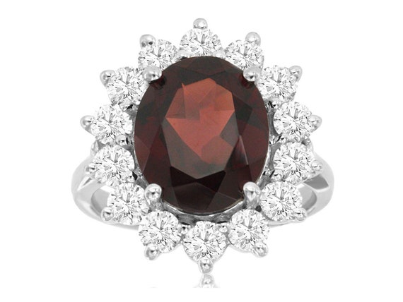 Estate 7.40Ct Diamond AAA Garnet 14KT White Gold … - image 1