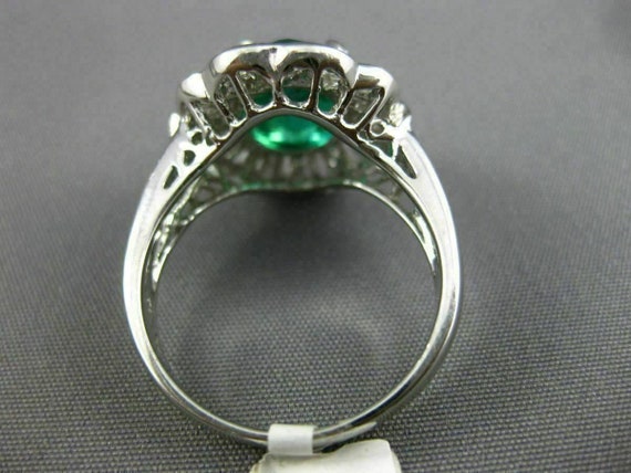 Wide 3.18Ct Diamond & Emerald 18Kt White Gold Ova… - image 9